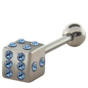   with Blue CZ Stones Straight Barbell Body Piercing 14 Gauge Jewelry
