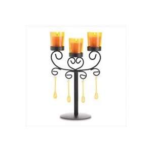  BEADED AMBER CANDELABRA