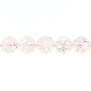 Beads   Pink Natural Cracked Crystal  Round Plain   12mm Diameter, No 