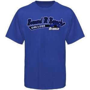  Baruch College Bearcats Royal Blue Mascot Script T shirt 