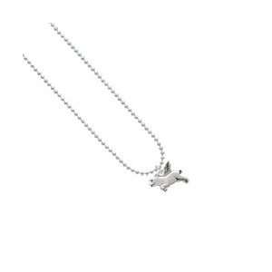  Silver Flying Pig   2 D Ball Chain Charm Necklace: Arts 