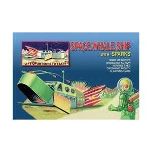  Space Whale Ship with Sparks 12x18 Giclee on canvas