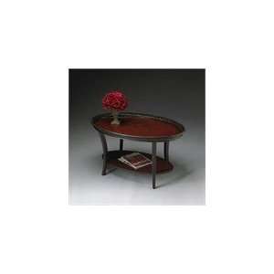   Oval Cocktail Table Traditional Red and Black: Home & Kitchen
