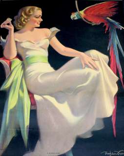 1938 ART DECO BRADSHAW CRANDELL PIN UP GIRL WITH PARROT ADVERTISING 