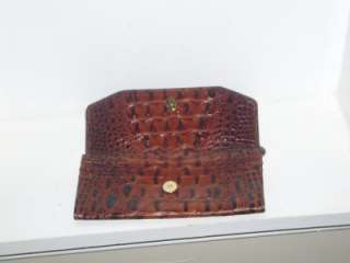 BRAHMIN Auth Pecan Brown Croco Embossed Leather Wallet New Without 