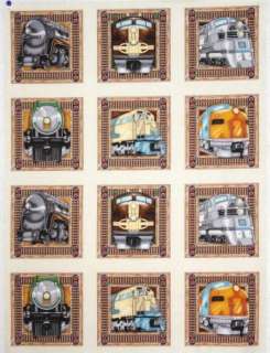 12 Train Quilt Block 5 squares Timeless Treasures  