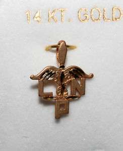 14KT Gold LPN Emblem Licensed Practical Nurse Pendant  