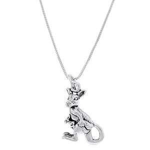    Sterling Silver One Sided Kangaroo with Joey Necklace Jewelry