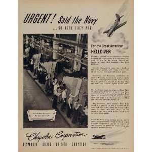  1944 Ad WWII Chrysler Helldiver Bomber Women Workers 