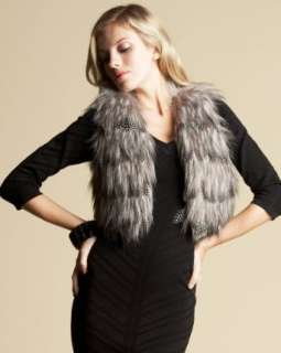  bebe Faux Fur & Feather Vest: Clothing
