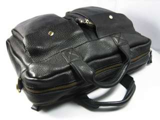 MENs Black Leather Messenger Laptop Bag Briefcase Tote  