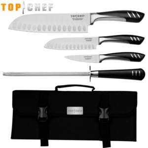 Top Chef 5 Pc Santoku Stainless Steel Kitchen Knife Set  