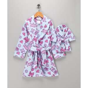   Blue Princess Fleece Robe with Matching 18 Doll Robe size 6x Baby
