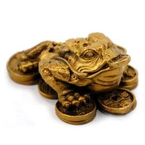 SOLID BRONZE 3 LEG FROG 2.5 Toad Lucky Money Wealth Feng Shui Cure 