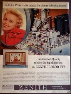 1962 Zenith Color TV Television Bellevue Model 6040 Ad  