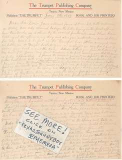 1907 TEXICO NEW MEXICO THE TRUMPET PUBLISHING PRINTING  