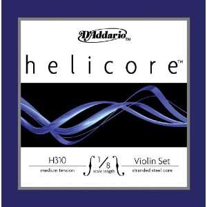  DAddario Helicore Violin String Set, 1/8 Scale, Medium 