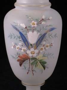 Bristol tipe Glass vase hand painted enamled flowers  
