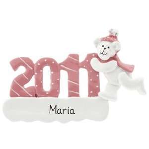  Personalized 2011 Girl Bear Christmas Ornament: Home 