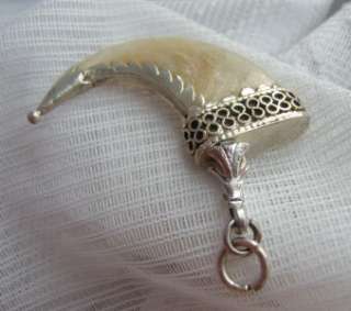 ART DECO LARGE MOUNTED BIG CAT TIGER CLAW PENDANT C1930 POSS FOREIGN 