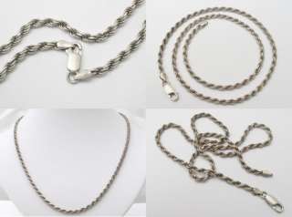 VINTAGE 70S ITALY 925 STERLING SILVER ROPE CHAIN NECKLACE RARE  