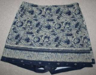 COLDWATER CREEK Petite PS Womens Blue Cream Skort Skirt Small Knit 