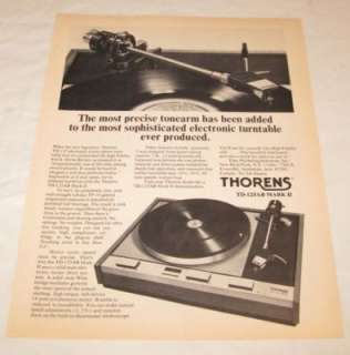 Vintage Thorens TD 125AB Mark II Turntable PRINT AD 74  