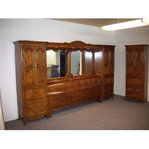 Thomasville Solid Oak King Size Pier Type Wall Bed and Armoire:  