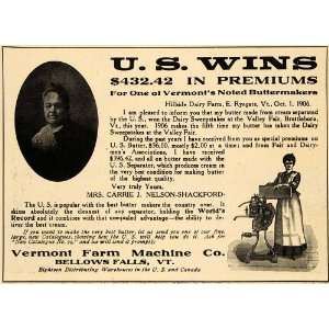 1906 Ad Vermont Farm Machine Butter Churn E. Ryegate   Original Print 