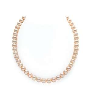  7 8mm Peach Freshwater Pearl Necklace, 17 Inch Princess 