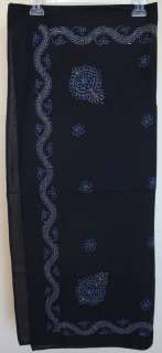 New_Beautiful_Black Hand Embroidered Sarong_Beach Cover  