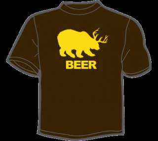 BEER (BEAR+DEER) T Shirt MENS funny hunting drinking  