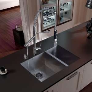 Vigo VG15068 Undermount Stainless Steel Kitchen Sink, Faucet, Two St