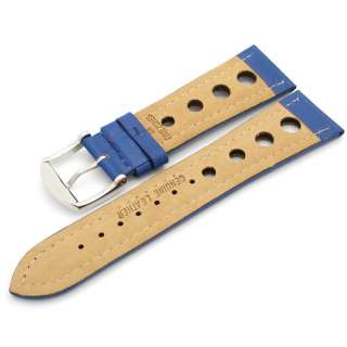 24mm Blue Italian Made Leather Watch Band Strap  