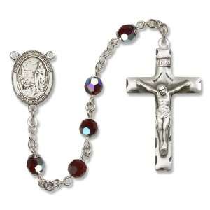  Our Lady of Lourdes Garnet Rosary: Jewelry
