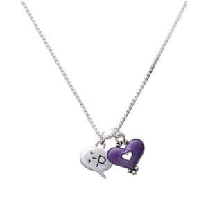   P   Cheeky Emoticon and Translucent Purple Heart Charm 