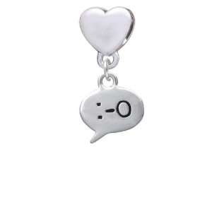  : O   Surprise Emoticon European Heart Charm Dangle Bead 