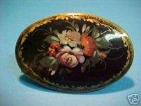 Russian Hand Painted Brooch artist signed on the back  