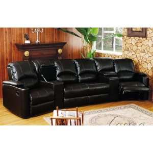  4 seat leather home theatre seating group with console 