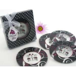 Baby Keepsake: Bistro for Two Round Glass Coaster Favors in Designer 