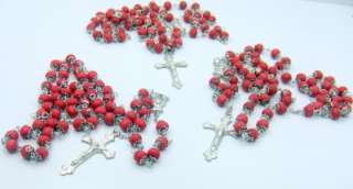 Rosary Lot Double Capped Crushed Rose Petal Beads Madonna Catholic 