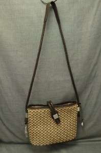Brighton Roxanne Straw woven Tan shoulder tote handbag NEW BOX + BAG 