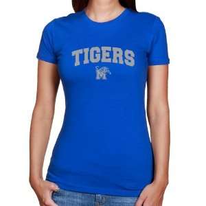  NCAA Memphis Tigers Ladies Royal Blue Logo Arch T shirt 
