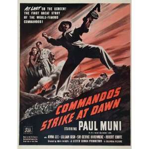  1942 Movie Ad Commandos Strike at Dawn Paul Muni WWII 