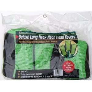   Neck Neon Golf Head Covers, GREEN/BLACK Set of 3