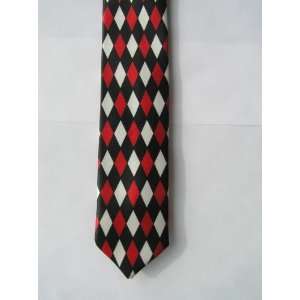  red white black diamonds tie necktie unisex jacquard 
