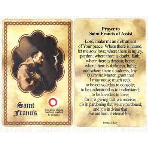 Saint/St. Francis Relic Holy Card Patron of Animals and Environment 