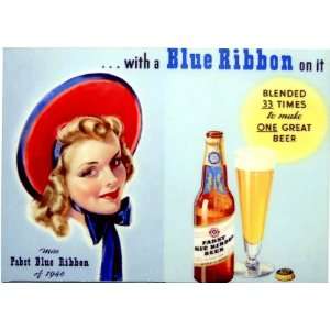  Pabst Blue Ribbon Beer Metal 1940 Ad   PBR: Everything 