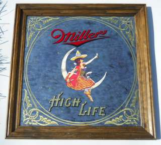 Miller High Life Beer Mirror Sign Milwaukee WI Girl on the Moon  