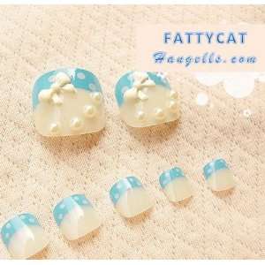   3d Nail Toe Art (Pastel Blue) 24 Nails Sold By Fattycat Beauty